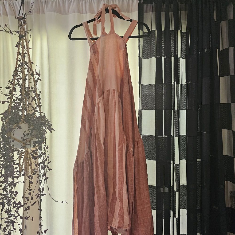 Free People Pink Tiered Halter Sundress
